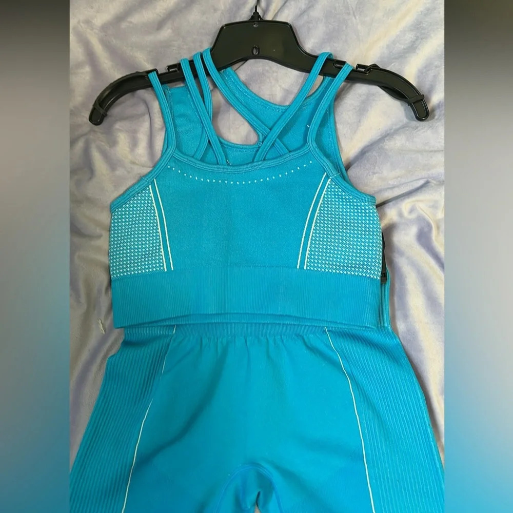 WodoWei Women's Set 2 Piece Shorts & Sports Bra Blue Size Small (see info) - Picture 7 of 10